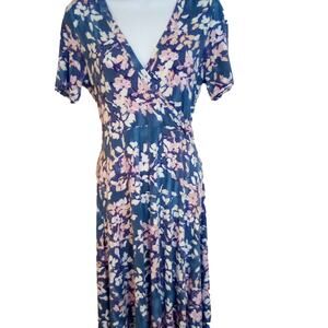 Matty M Short Sleeve Floral Maxi Dress